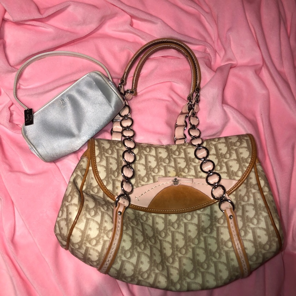 Vintage Christian Dior brown and pink purse